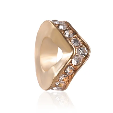 DIY Alloy Rhinestone Heart Triangle Large Hole Spacer Beads Jewelry Making Gold Silver Bracelet Necklace Jewelry Findings
