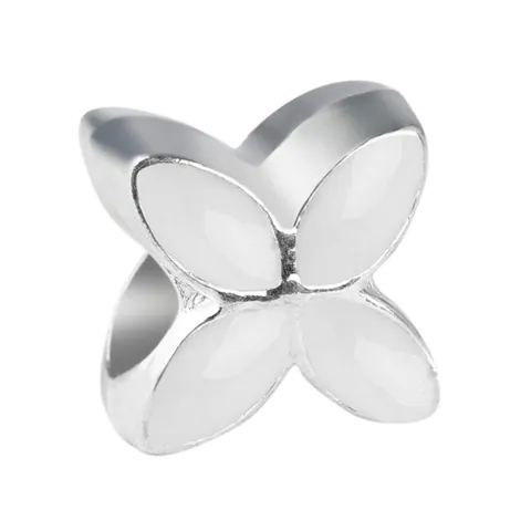 Silver Plated Alloy Clover Flower Large Hole Beads Enamel Charm For DIY Snake Chain Bracelet Women Fashion Jewelry