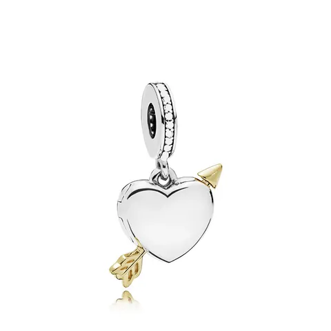Fashion Alloy Zirconia Cupid Heart Arrow Charm Pendant Gold Silver Two Tone DIY Bracelet Accessories For Romantic Women