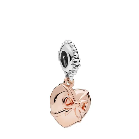 Abalorio Colgante de Aleación Oro Rosa Forma de Corazón Lazo para Mujer Bricolaje Fabricación de Joyería Pulsera Regalo