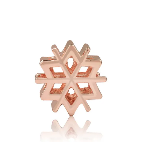 Abalorios Huecos de Aleación de Copo de Nieve Oro Rosa Cuentas Sueltas de Agujero Grande Accesorios DIY para Pulsera Estilo Pandora Joyería de Mujer Regalo de Navidad