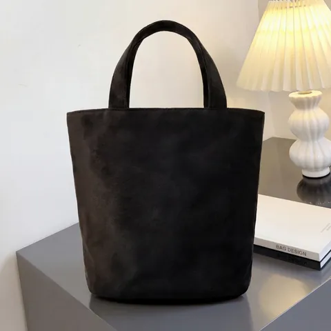 Dames Vintage Suède Minimalistische Emmer Handtas Grote Capaciteit Top Handle Tote Bag Mode Woon-werkverkeer Dagelijkse Tas