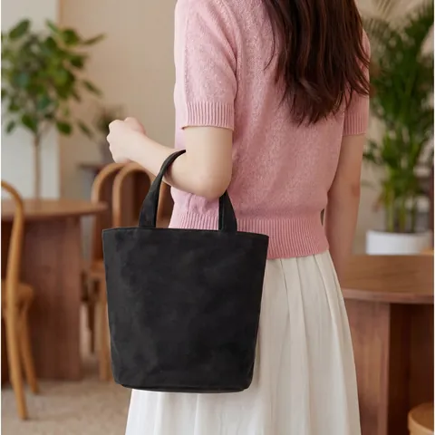 Dames Vintage Suède Minimalistische Emmer Handtas Grote Capaciteit Top Handle Tote Bag Mode Woon-werkverkeer Dagelijkse Tas