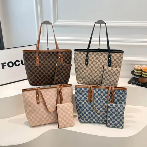 Retro Letter Monogram Tote Bag Women PU Leather Contrast Color Shoulder Bag With Detachable Mini Pouch Large Capacity Handbag Urban Fashion Commuting Underarm Bag