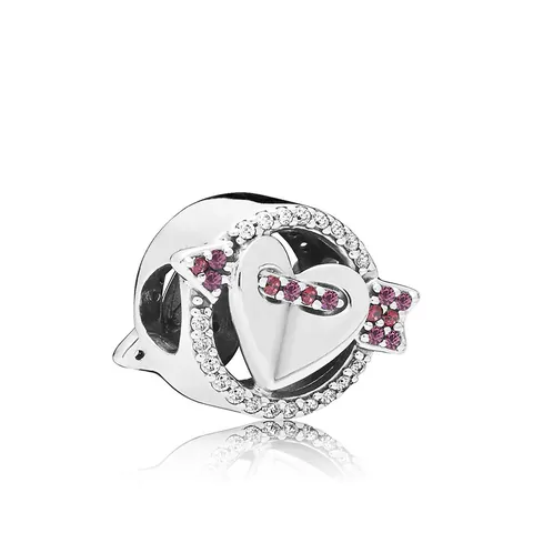 Alloy Cupid's Arrow Heart Charm Bead With Pink White Rhinestone For DIY Bracelet Jewelry Making Valentine's Day Gift