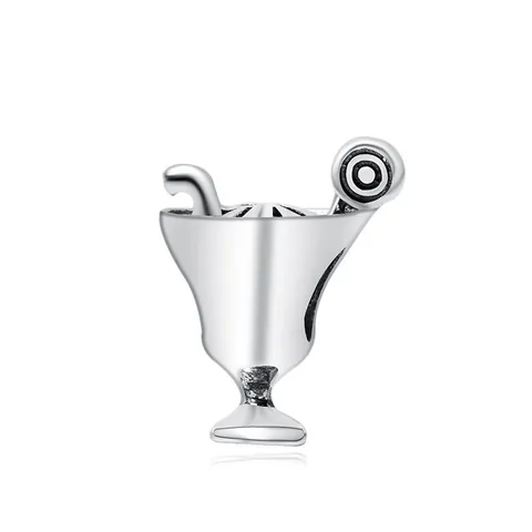 Charm en Alliage de Verre à Cocktail DIY Couleur Argent Perle à Large Trou Pendentif pour Fabrication de Bijoux