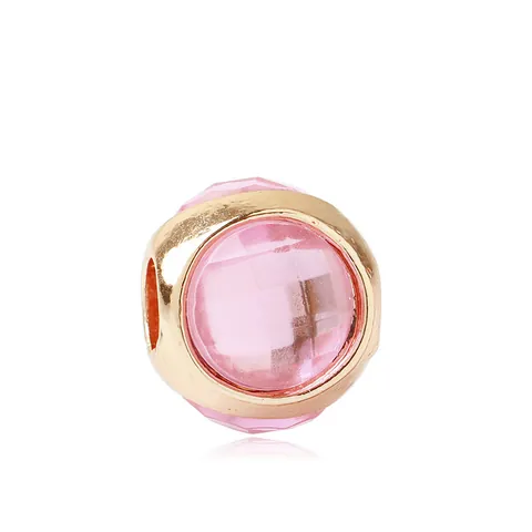 Pink Water Drop Rhinestone Alloy Charm Bead Rose Gold Plated Faceted For DIY Jewelry Bracelet Making Women Accessories