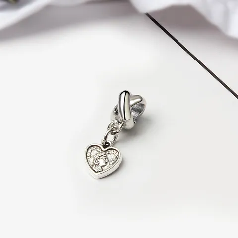 Vintage Alloy Heart Coin Charm Bead Queen Elizabeth II Embossed Large Hole Slider For DIY Bracelet Necklace Jewelry Making