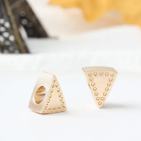 Alloy Triangle Beads Gold Color Geometric Dot Pattern DIY Charms For Bracelet Necklace Jewelry Making Findings Accessories
