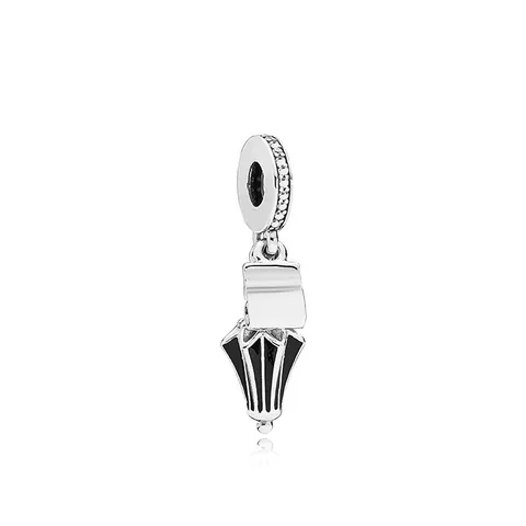 Fashion Alloy Black Enamel Umbrella Pendant Charm With Zirconia For DIY Bracelet Necklace Jewelry Making Women Jewelry