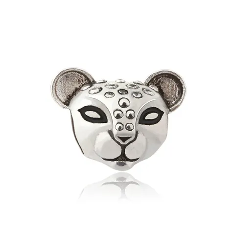 Vintage Alloy Leopard Head Beads Silver Cheetah Animal Charm For DIY Bracelet Necklace Making Jewelry Components Women