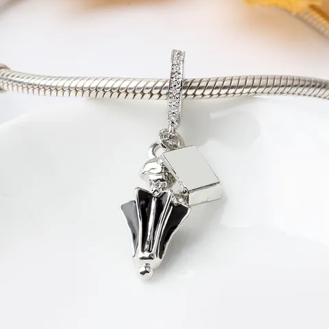 Fashion Alloy Black Enamel Umbrella Pendant Charm With Zirconia For DIY Bracelet Necklace Jewelry Making Women Jewelry