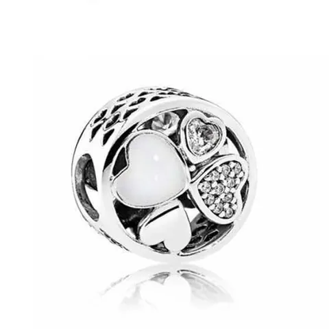 DIY Legierung Herz Vierblättriges Kleeblatt Perlen Mit Großem Loch Für Armbandherstellung Hohl Emaille Zirkonia Charms Schmuckzubehör Für Damen