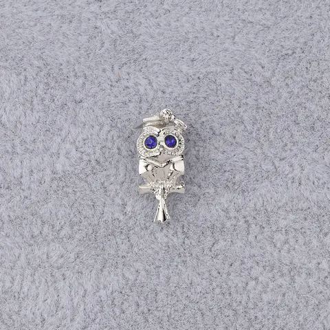 Cuenta de Dije de Búho de Aleación con Circonita y Ojos Azules con Birrete de Graduación Para Pulsera DIY Regalo de Joyería