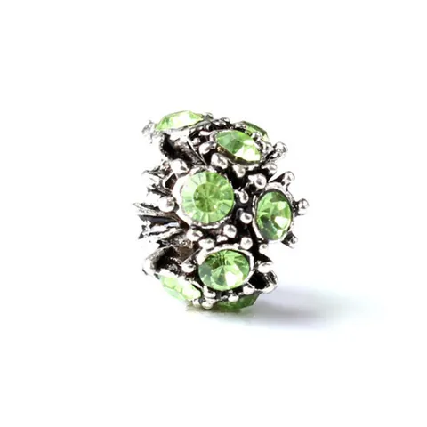 Perline Charm in Lega Vintage a Forma di Fiore con Strass Placcato Argento Accessori per Creazione Gioielli Fai-da-te per Bracciale Collana