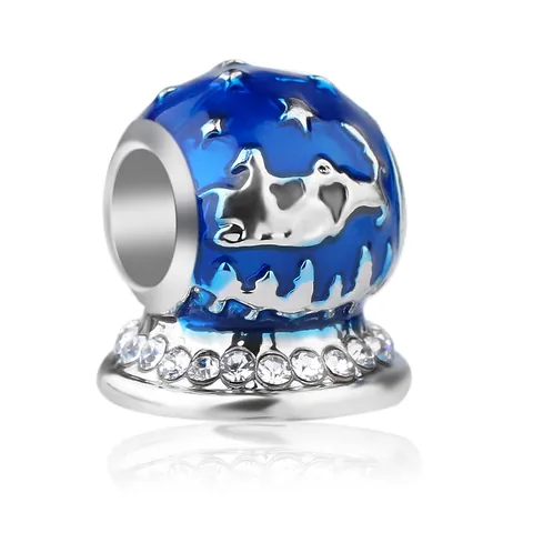 Blauw Emaille Rendier Ster Maan Legering Zirconia Charm Kraal Voor DIY Armbanden Kerst Sieraden Cadeau Voor Vrouwen Mode