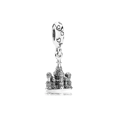 Vintage Alloy Castle Cathedral Pendant Bead Charm With Heart Pattern For DIY Jewelry Making Bracelet Accessories Women