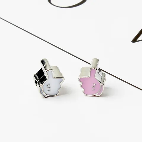 Cartoon Thumb Up Gesture Glove Style Alloy Drip Oil Charms For DIY Bracelet Necklace Jewelry Making Findings Accessory