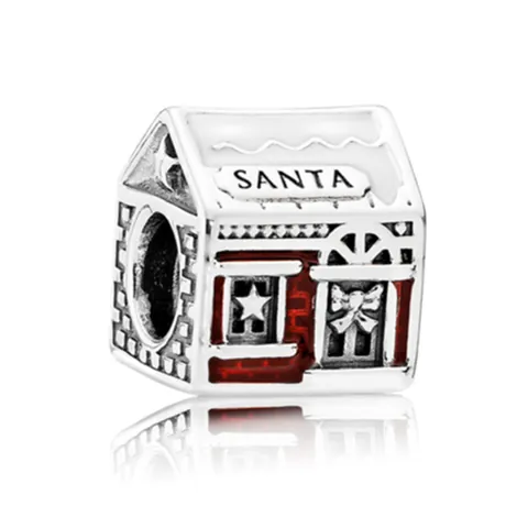 Weihnachten Weihnachtsmann Haus Emaille Legierung Großloch Charm Perle Für DIY Armband Schmuckherstellung Winter Festlich Damen Geschenk