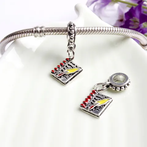 Colgante de Aleación Esmaltado de Cuaderno Vintage Con Diseño de Pluma para Fabricación de Joyas DIY Accesorios de Pulsera