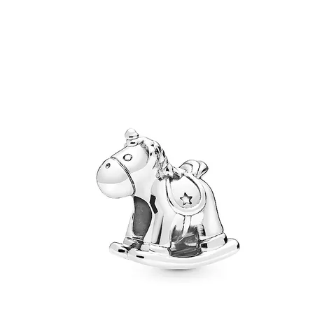 Vintage Antique Silver Alloy Rocking Horse Charm Bead Cute Metal Animal Pony Star Pendant For DIY Bracelet Jewelry Making Women Gift