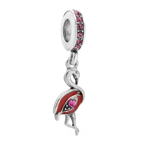 Pendentif Charme Flamant Rose pour Création de Bijoux DIY Alliage Émail Strass Animal Charme Accessoire pour Bracelet Collier