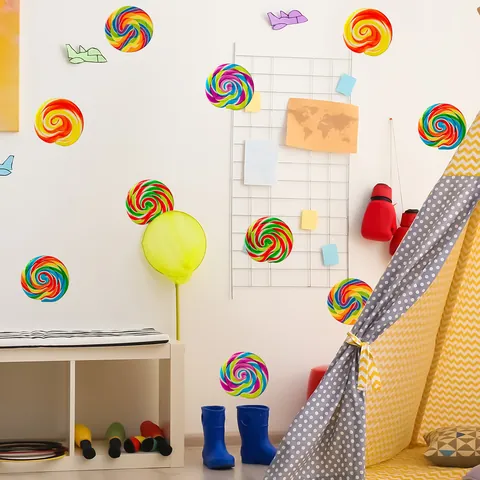Adesivi Murali Lecca-Lecca Arcobaleno Carta Spirale Decalcomanie per Cameretta Sala Giochi Arte Murale Decorativa Rimovibile