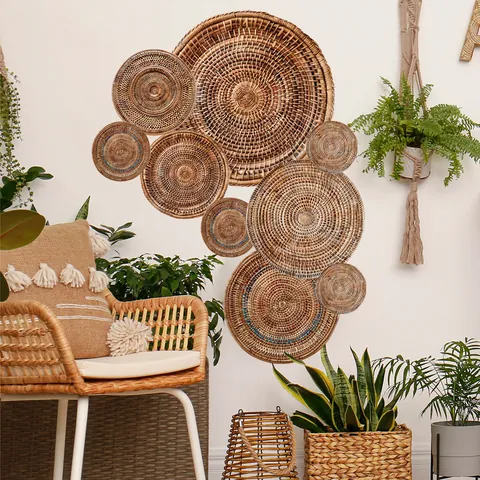 Bohemian Geweven Stijl Muurstickers Papier Zelfklevende Muurstickers Voor Woonkamer Slaapkamer Achtergrond Huis Decoratie
