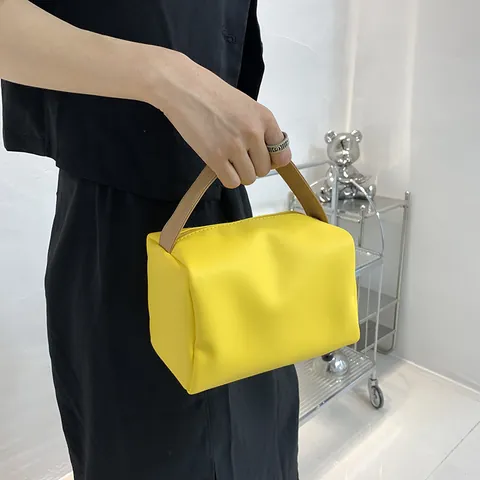 Minimalist Women PU Leather Handbag Candy Color Square Pillow Crossbody Shoulder Bag Fashion Street Style Small Purse
