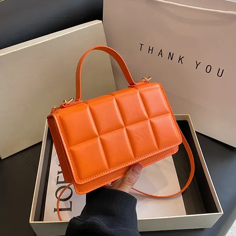 Borsa Quadrata Piccola Trapuntata in Pelle PU Con Manico Superiore Tracolla Staccabile Borsa a Tracolla Retro per Donna Moda Borsa Quotidiana