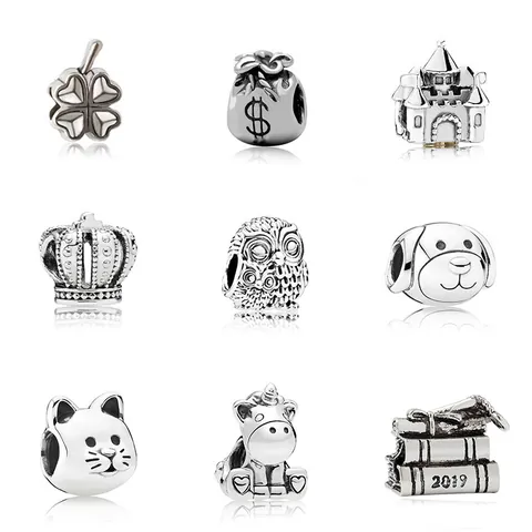 Alloy Charm Beads For Jewelry Making Crown Cat Dog Castle Money Bag Silver Rose Gold Plated DIY Bracelet Accessories