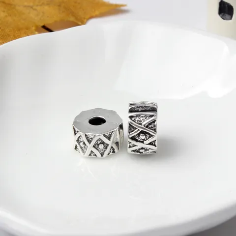 Retro Alloy Antique Silver Geometric Clip Charm Bead For Snake Chain Bracelet DIY Jewelry Making Positioning Buckle Accessories