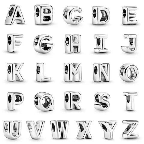 Alloy Alphabet Letter Charms Silver Tone 3D A-Z Initial Beads For DIY Bracelet Necklace Making Personalized Jewelry Accessories
