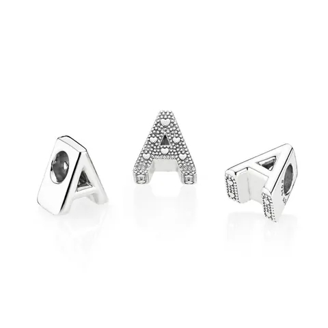 Alloy Alphabet Letter Charms Silver Tone 3D A-Z Initial Beads For DIY Bracelet Necklace Making Personalized Jewelry Accessories