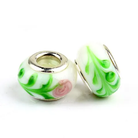 DIY Großloch Glas Lampwork Perlen Blumen Gestreifte Charms Mit Kern Für Armband Schmuckherstellung Damen