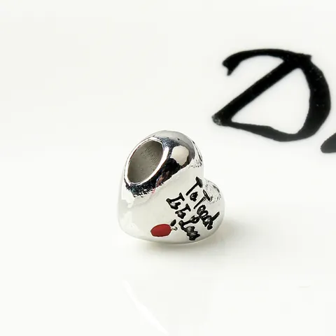 Alloy Hollow Heart Charm Bead With Red Apple To Teach Is To Love Lettering For DIY Snake Chain Bracelet Teacher Gift Jewelry