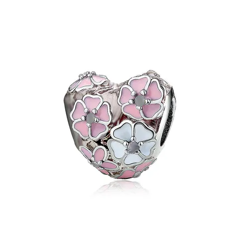 Alloy Enamel Flower Heart Charms Beads For DIY Bracelet Necklace Jewelry Making Magnolia Cherry Blossom Rhinestone Women