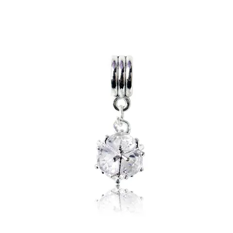 Fashion Sparkly Zirconia Sphere Charm Pendant Alloy Crystal Big Hole Bead For DIY Jewelry Making Bracelet Necklace Women Jewelry Accessory