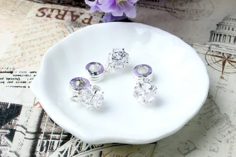Fashion Sparkly Zirconia Sphere Charm Pendant Alloy Crystal Big Hole Bead For DIY Jewelry Making Bracelet Necklace Women Jewelry Accessory
