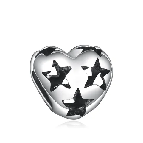 Retro Hollow Heart Star Alloy Charms Beads For DIY Snake Chain Bracelet Women Silver Plated Vintage Jewelry Making Accessories