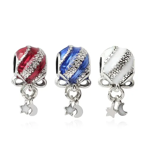 Breloques Montgolfière Étoile Lune Ajourées Strass Émail Alliage Perles pour Création de Bijoux DIY Bracelet Cadeau de Noël Femme
