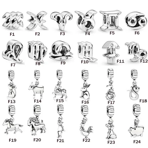 Alloy Silver Zodiac Constellation Charms Beads For DIY Bracelet Necklace Making Jewelry Accessories Women Gift