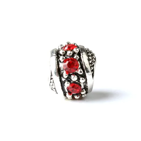 Vintage Alloy Rhinestone Round Large Hole Charms For DIY Bracelet Making Retro Silver Inlaid Colorful Crystal Beads Jewelry Accessories