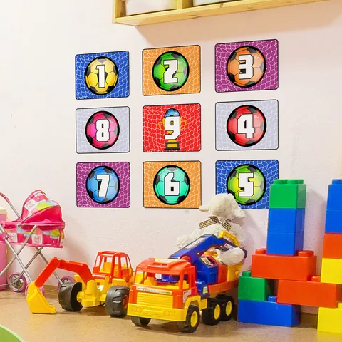 Adesivi per Pavimento Educativi a Tema Calcio con Numeri PVC Impermeabile Decalcomanie Gioco Digitale per Cameretta Bambini Casa