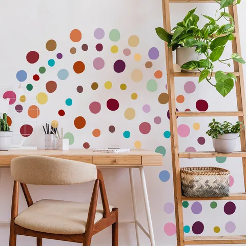 Multicolor Polka Dot Wall Stickers PVC Circle Wall Decals For Nursery Bedroom Living Room Minimalist Home Decor Art