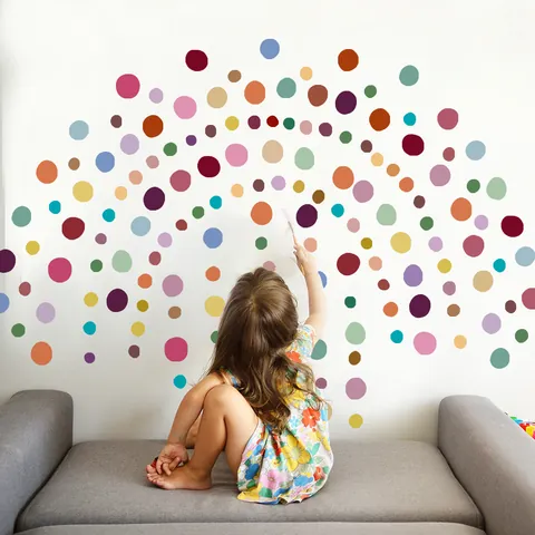 Multicolor Polka Dot Wall Stickers PVC Circle Wall Decals For Nursery Bedroom Living Room Minimalist Home Decor Art