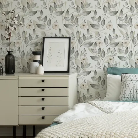 Watercolor Floral Leaf PVC Self-Adhesive Wallpaper Seamless Splicing Waterproof Wall Sticker For Home Decor Bedroom Living Room