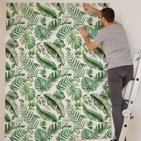 Tropical Green Leaves Wallpaper Peel And Stick PVC Wall Sticker Botanical Monstera Pattern Home Decor For Living Room