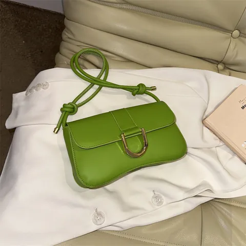 Französischer Stil Minimalistische PU-Leder Unterarmtasche Modische Schulter Umhängetasche Mit Goldener Schnalle Für Damen