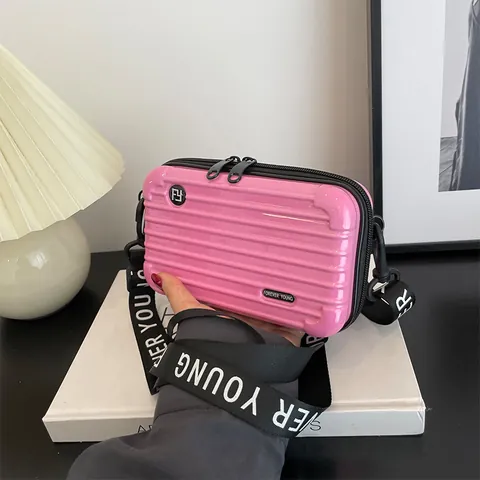 Damen Mode Mini Koffer Umhängetasche PVC Hartschale Handytasche Mit Buchstaben Breit Gurt Kleine Quadratische Handtasche